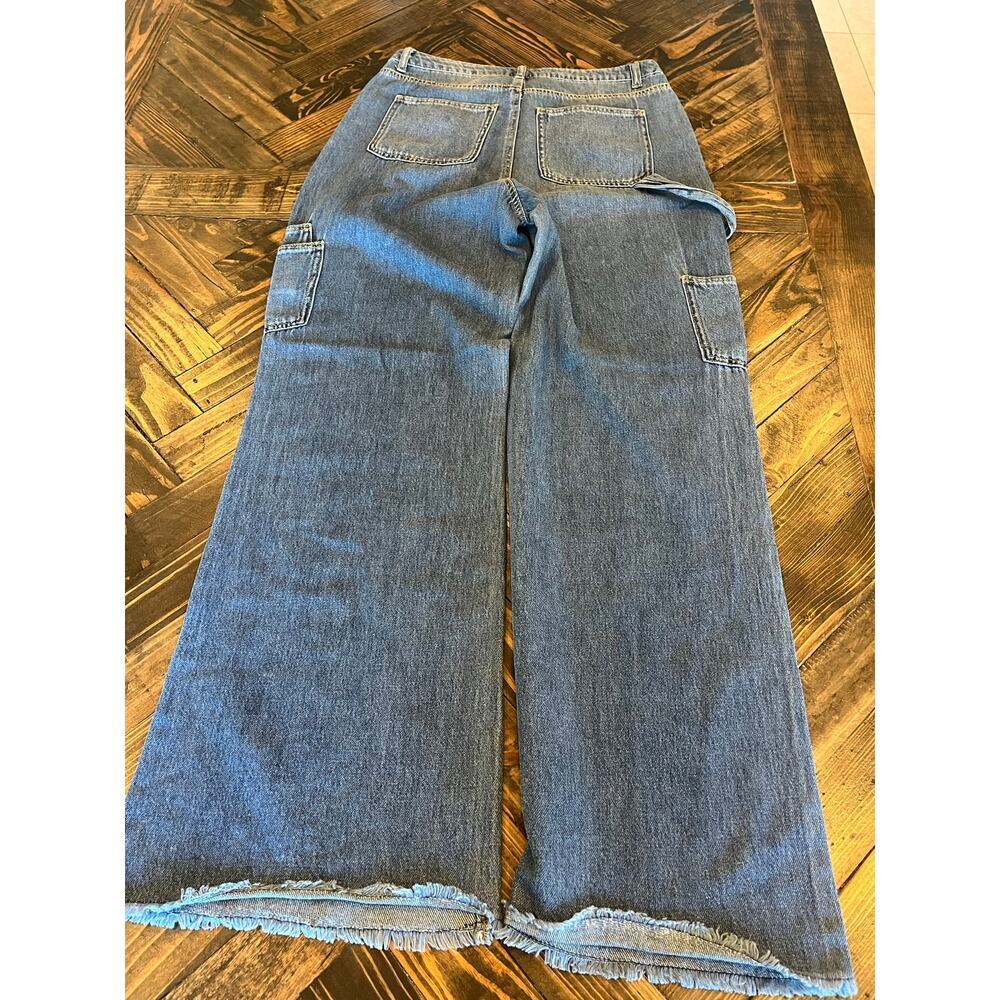Grunge Wide Leg Jeans Women Medium 28 Y2K Oversized Boho Hippie Comfy Casual - Picture 3 of 9